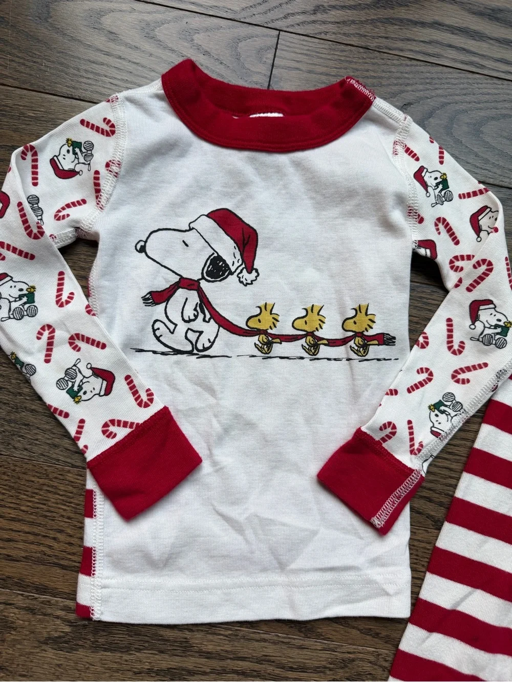 Hanna Andersson Peanuts Snoopy Christmas Candy Cane Striped Pajamas | Size 3T